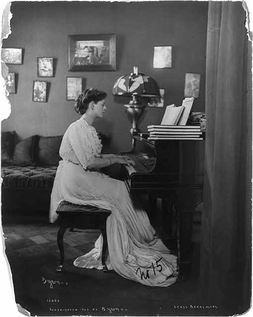Ethel Barrymore at piano